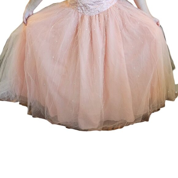 Mori Lee Size 10 Light Pink‎ Beaded Gown Dress Strapless Princess Quinceanera - Picture 6 of 13